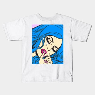 Blue Crying Comic Girl Kids T-Shirt